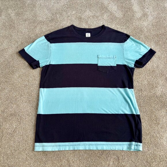 Men's J.Crew Slim Fit Cotton Broken-In Crew Neck Striped T-Shirt Sized Medium - Picture 1 of 9